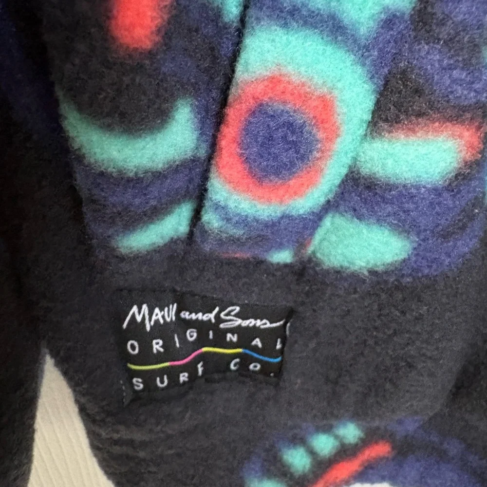 Vintage Maui and Sons Fleece Zip Jacket Abstract Print Size M